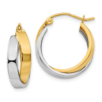 Thumbnail for 14k Two-tone Polished Double Hoop Earrings