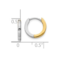 Thumbnail for 14k Two-tone 2mm Round Hinged Hoop Earrings