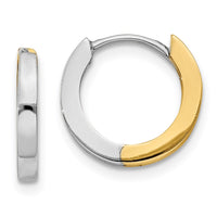 Thumbnail for 14k Two-tone 2mm Round Hinged Hoop Earrings