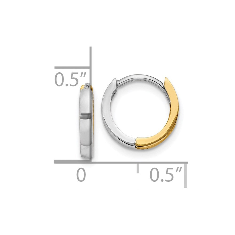 14k Two-tone 1.75mm Round Hinged Hoop Earrings