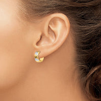 Thumbnail for 14k 5mm Diamond-cut Rhodium Hoop Earrings