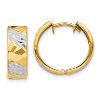 Thumbnail for 14k 5mm Diamond-cut Rhodium Hoop Earrings