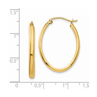 Thumbnail for 14k 3mm Oval Hoop Earrings