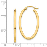 Thumbnail for 14k 2mm Oval Hoop Earrings