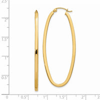 Thumbnail for 14k 2mm Large Oval Hoop Earrings
