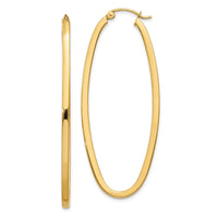 Thumbnail for 14k 2mm Large Oval Hoop Earrings