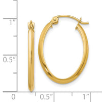 Thumbnail for 14k 2mm Oval Hoop Earrings
