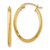 Thumbnail for 14k 2mm Oval Hoop Earrings