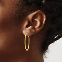 Thumbnail for 14k 2mm Oval Hoop Earrings