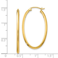 Thumbnail for 14k 2mm Oval Hoop Earrings