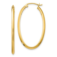 Thumbnail for 14k 2mm Oval Hoop Earrings
