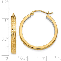 Thumbnail for 14k White Rhodium Light Square Diamond Cut Hoop Earrings