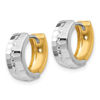 Thumbnail for 14k Two-tone Textured Hinged Hoop Earrings