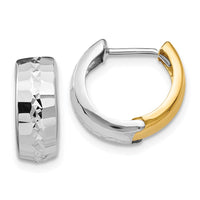 Thumbnail for 14k Two-tone Textured Hinged Hoop Earrings