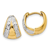 Thumbnail for 14k & Rhodium Polished and Textured Hoop Earrings