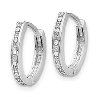 Thumbnail for 14k White Gold Diamond-cut Oval Hinged Hoop Earrings