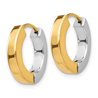 Thumbnail for 14k Two-tone Gold Polished Hollow Hinged Hoop Earrings