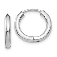Thumbnail for 14K White Gold Polished Hollow Hinged Hoop Earrings
