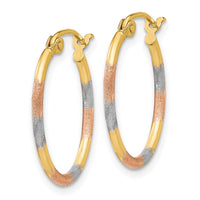 Thumbnail for 14K w/White and Rose Rhodium Diamond Cut Hoop Earrings