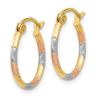 Thumbnail for 14K w/White and Rose Rhodium 1.5mm Diamond Cut Hoop Earrings