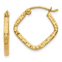 Thumbnail for 14K Diamond Cut Squared Hoop Earrings