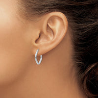 Thumbnail for 14K White Gold Diamond Cut Squared Hoop Earrings