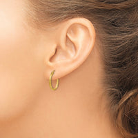 Thumbnail for 14K Satin Diamond Cut Hollow Twisted Hoop Earrings
