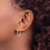 Thumbnail for 14K w/White Rhodium Diamond Cut Hoop Earrings