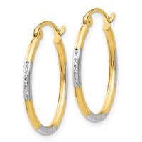 Thumbnail for 14K w/White Rhodium Diamond Cut Oval Hoop Earrings
