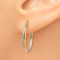 Thumbnail for 14K Yellow and White Gold Diamond Cut Twisted Hoop Earrings
