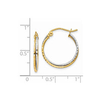 Thumbnail for 14K Yellow and White Gold Diamond Cut Twisted Hoop Earrings
