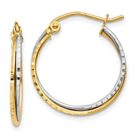 Thumbnail for 14K Yellow and White Gold Diamond Cut Twisted Hoop Earrings