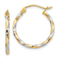 Thumbnail for 14K & Rhodium Hollow Twisted Hoop Earrings