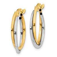Thumbnail for 14k Two-tone Polished Hollow Hoop Earrings
