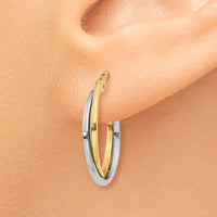 Thumbnail for 14k Two-tone Polished Hollow Hoop Earrings