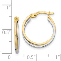 Thumbnail for 14k Two-tone Polished Hollow Hoop Earrings