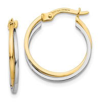 Thumbnail for 14k Two-tone Polished Hollow Hoop Earrings