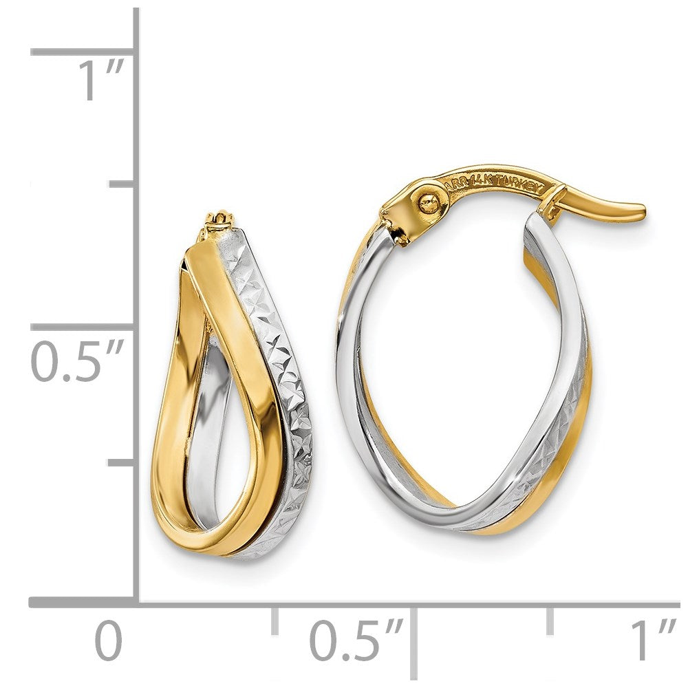 14k Two-tone Polished Hoop Earrings
