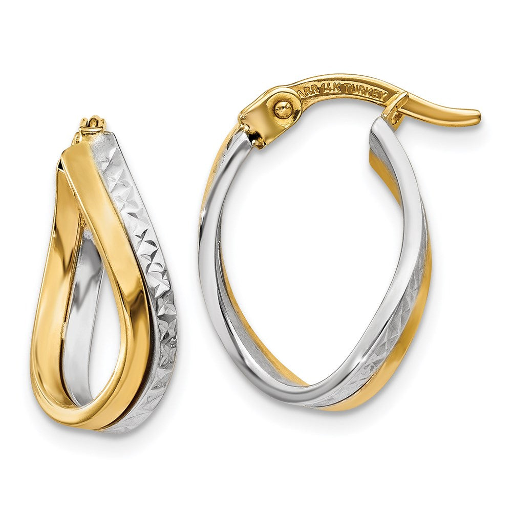 14k Two-tone Polished Hoop Earrings