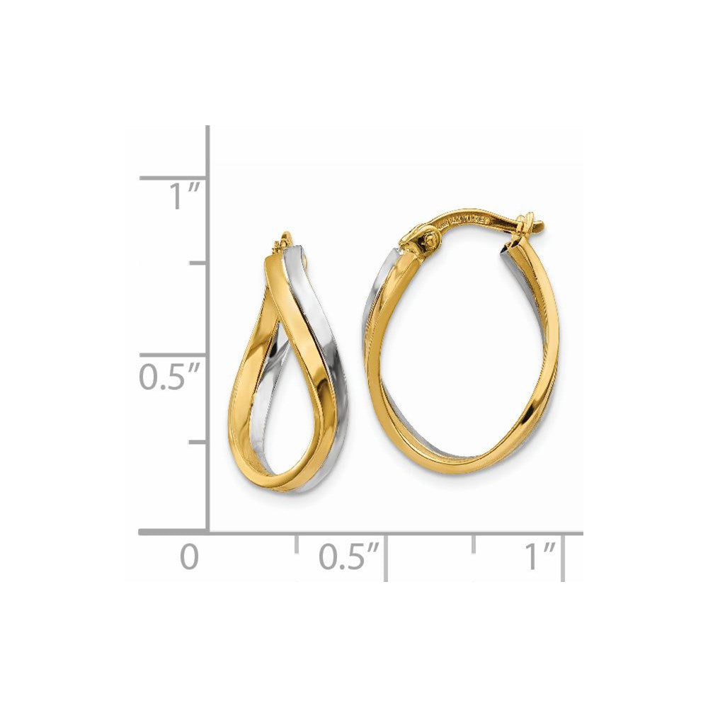 14k Two-tone Polished Hoop Earrings
