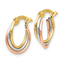 Thumbnail for 14k Tri-color Twisted Hoop Earrings