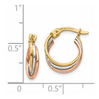 Thumbnail for 14k Tri-color Twisted Hoop Earrings