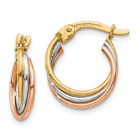 Thumbnail for 14k Tri-color Twisted Hoop Earrings