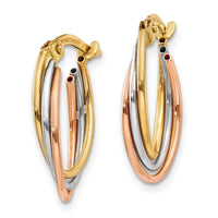 Thumbnail for 14k Tri-color Twisted Hoop Earrings