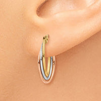 Thumbnail for 14k Tri-color Twisted Hoop Earrings