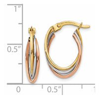 Thumbnail for 14k Tri-color Twisted Hoop Earrings
