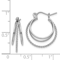Thumbnail for 14k White Gold Polished and Textured Circle Hoop Earrings