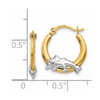 Thumbnail for 14K & Rhodium Dolphin Hoop Earrings