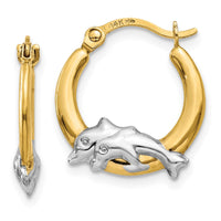Thumbnail for 14K & Rhodium Dolphin Hoop Earrings