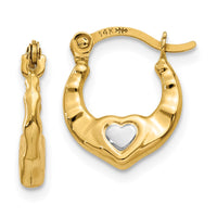 Thumbnail for 14K & Rhodium Heart Hollow Hoop Earrings